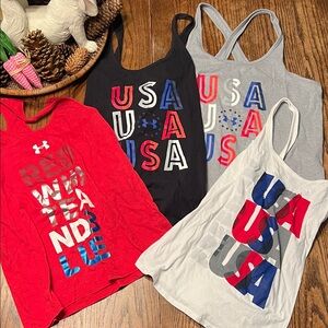 Under Armour USA Graphic Tank Tops - Red, Black, Gray, White